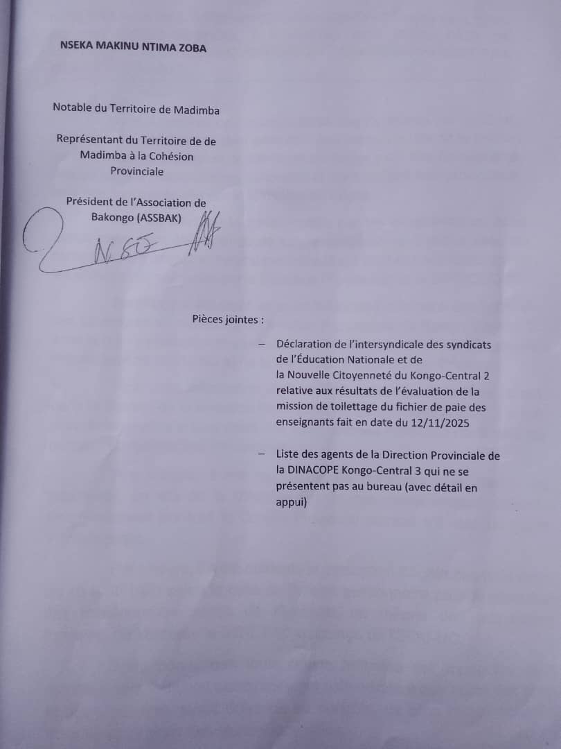 Illustration 5 - Kongo Central : un scandale présumé de fraude à la paie des enseignants dénoncé par des syndicats et une association locale