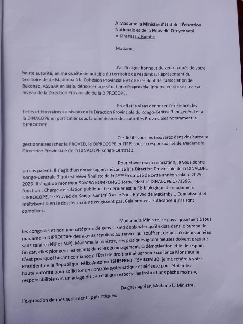 Illustration 3 - Kongo Central : un scandale présumé de fraude à la paie des enseignants dénoncé par des syndicats et une association locale